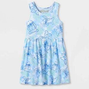 Girls' Disney Lilo & Stitch Palm Leaves Tank Top Dress - Blue